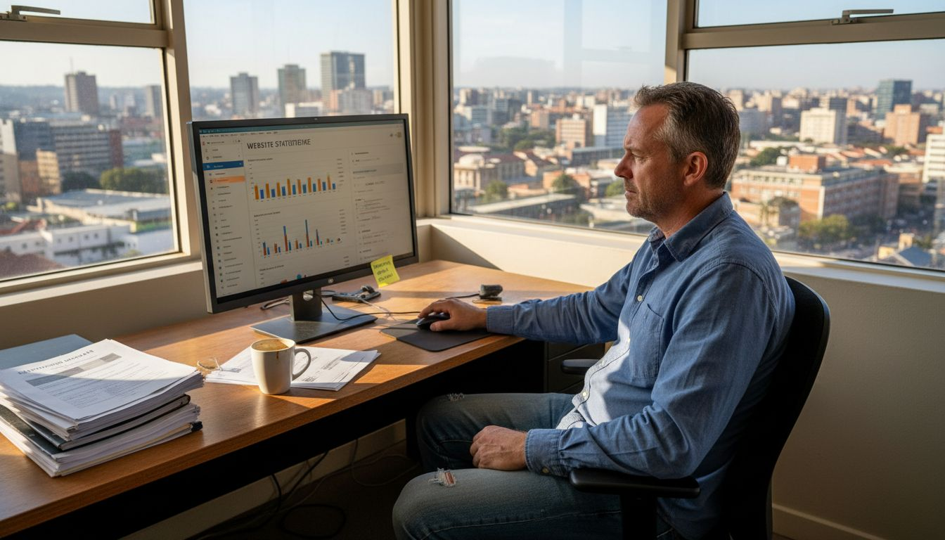 Marketer reviewing SEO optimisation workspace