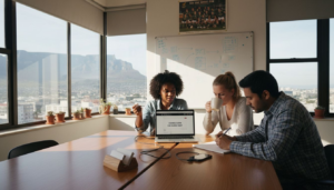 Web designers collaborating in Cape Town office