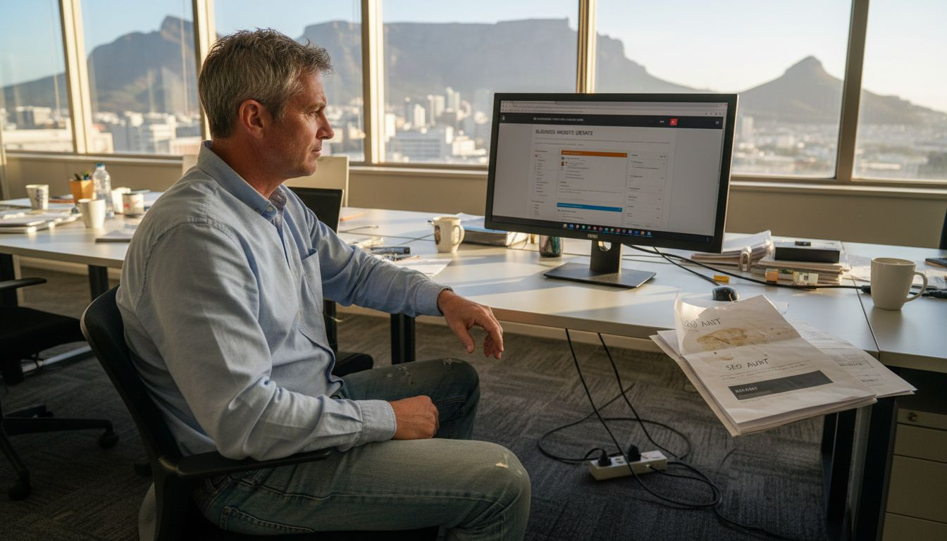 Business owner working on website in Cape Town office