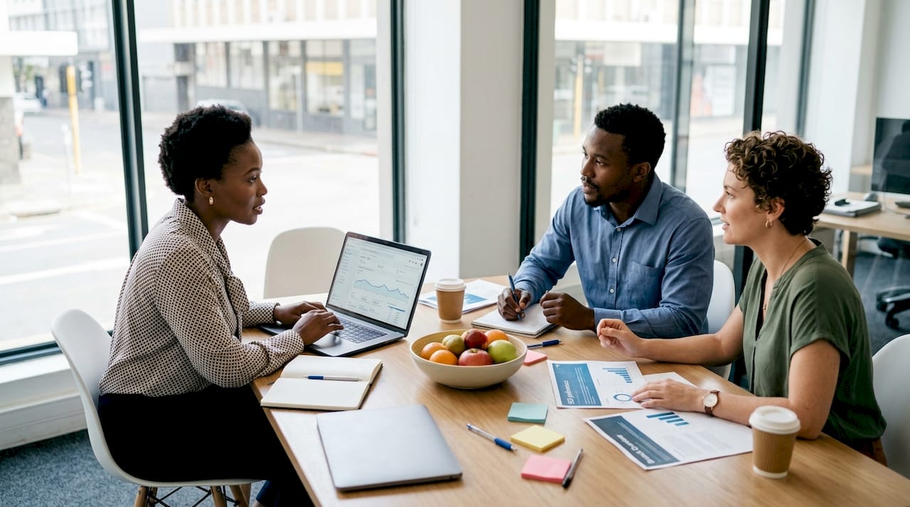 Franchise SEO team collaborating in Johannesburg office