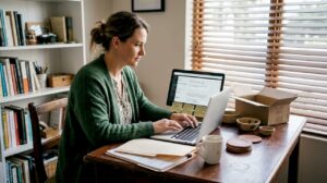 E-commerce owner working at laptop on SEO