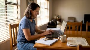 Business owner optimizes service pages at home