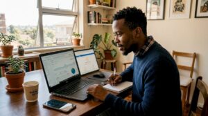 Digital marketer analyzing website image SEO