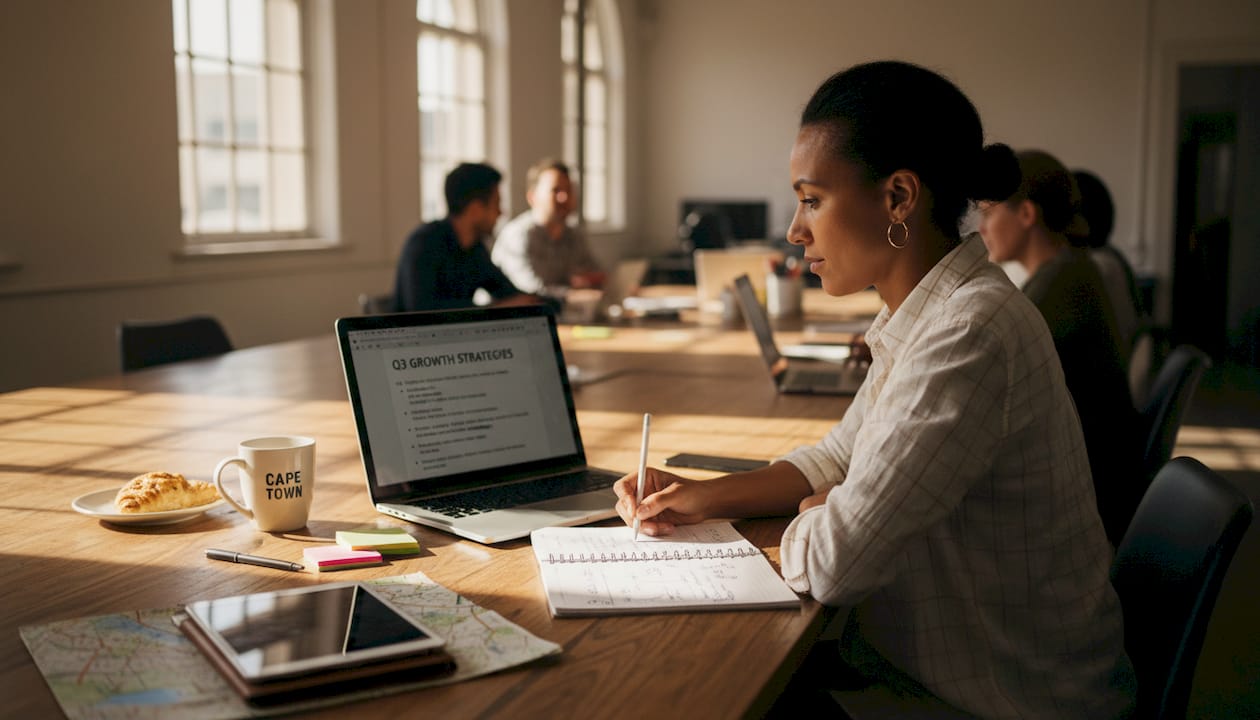 South African business owner in shared workspace