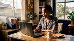 South African small business owner working on digital marketing