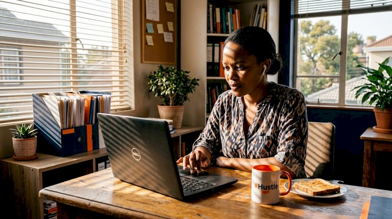 South African small business owner working on digital marketing